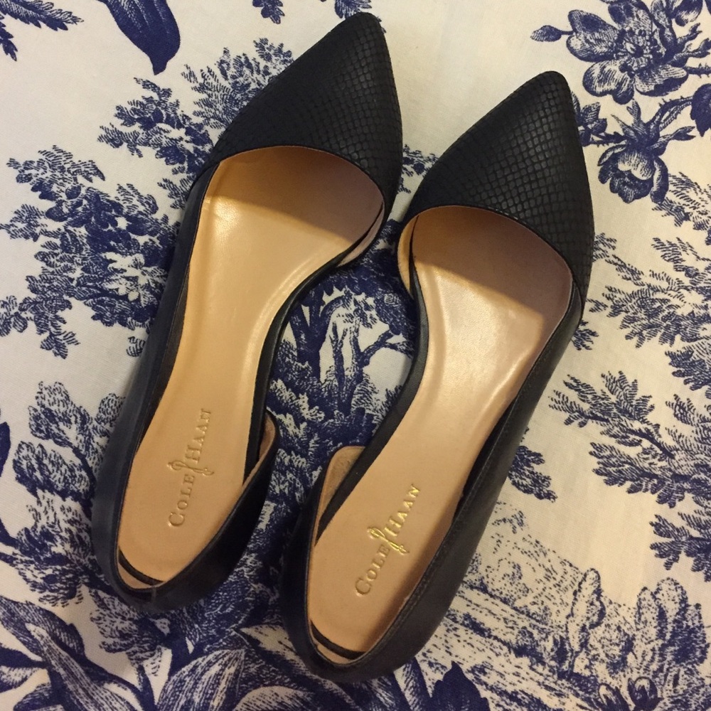 Cole Haan D'Orsay Flats - black snake print